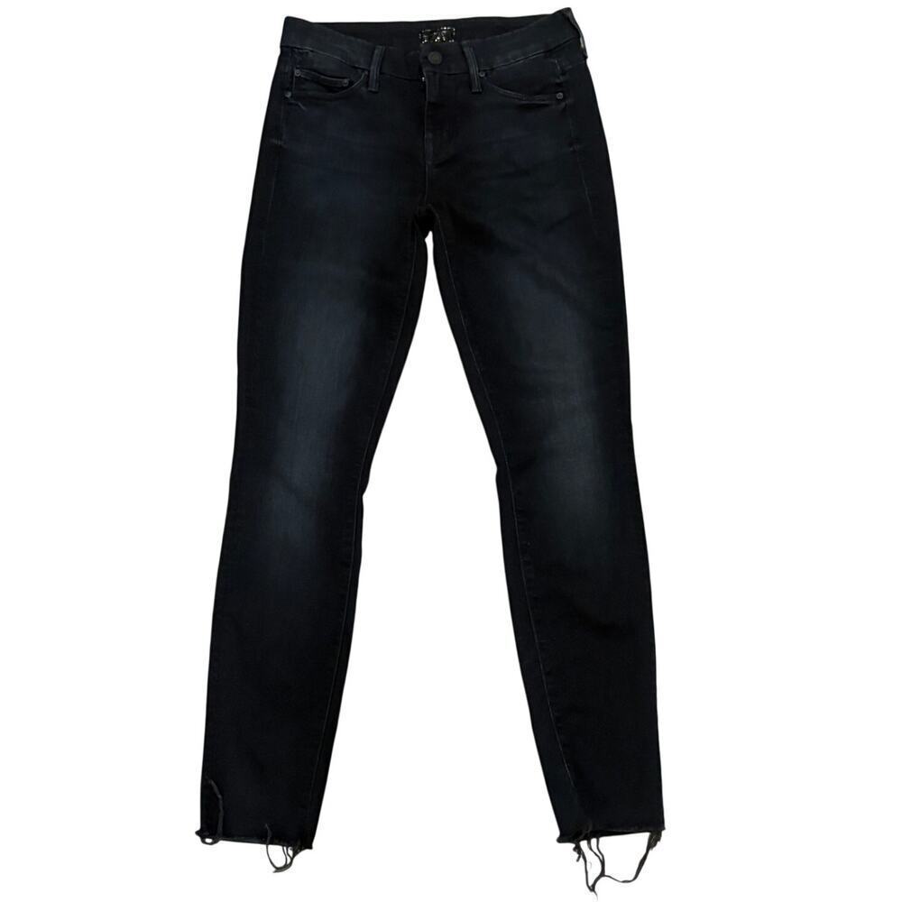 Mother Look Ankle Fray Low Rise Skinny Jeans Dark Wash 25X26 Designer Premium